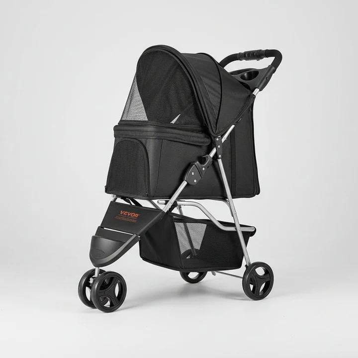 The Growing Mart Foldable 3 Wheel Pet Stroller with Brake for Safe Travel