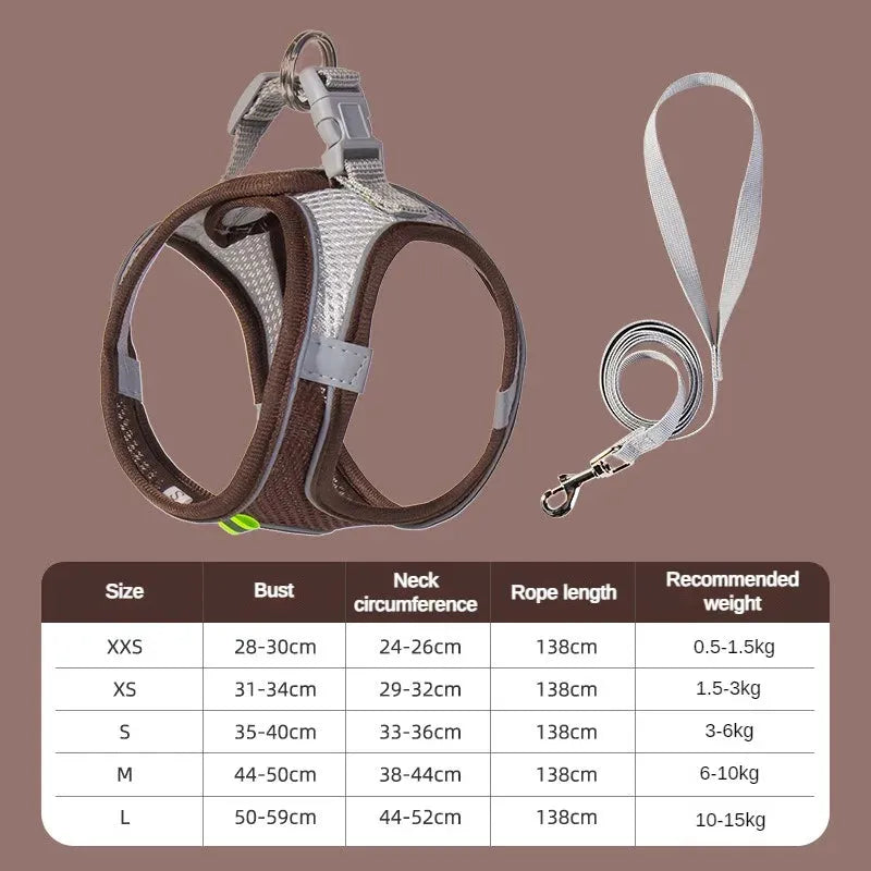 The Growing Mart Puppy Harness Set Adjustable No-Pull Leash Combo