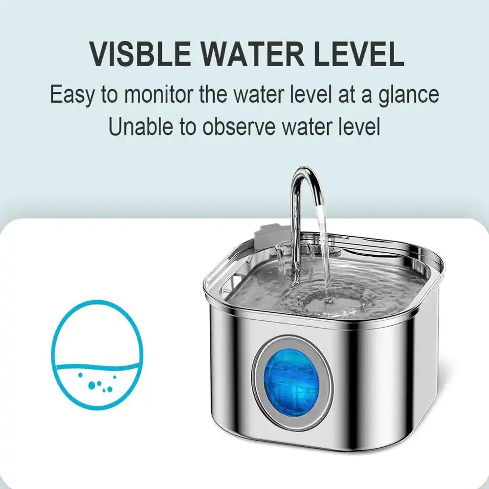 The Growing Mart Stainless Steel Cat Water Fountain – 2.2L Automatic Hydration System