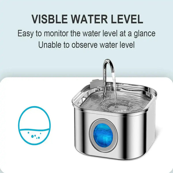 The Growing Mart Stainless Steel Cat Water Fountain – 2.2L Automatic Hydration System