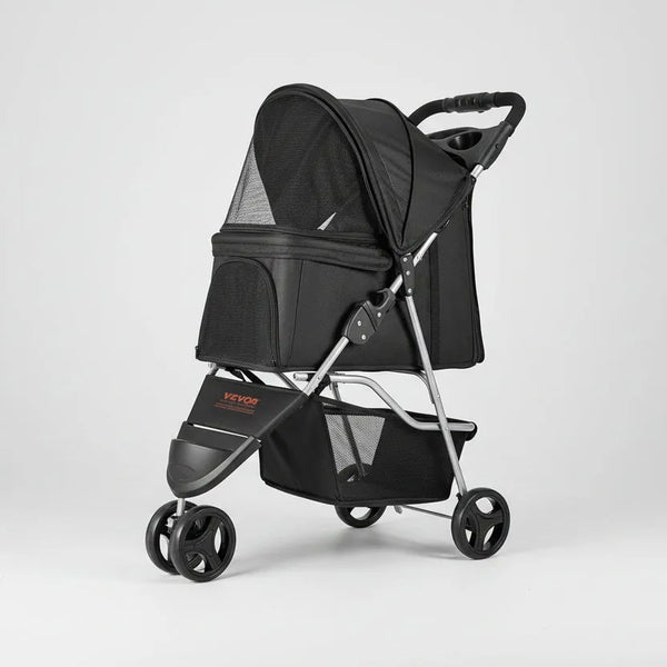 The Growing Mart Foldable 3 Wheel Pet Stroller with Brake for Safe Travel