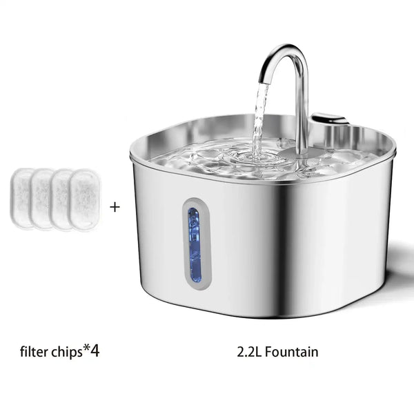 The Growing Mart Stainless Steel Cat Water Fountain – 2.2L Automatic Hydration System
