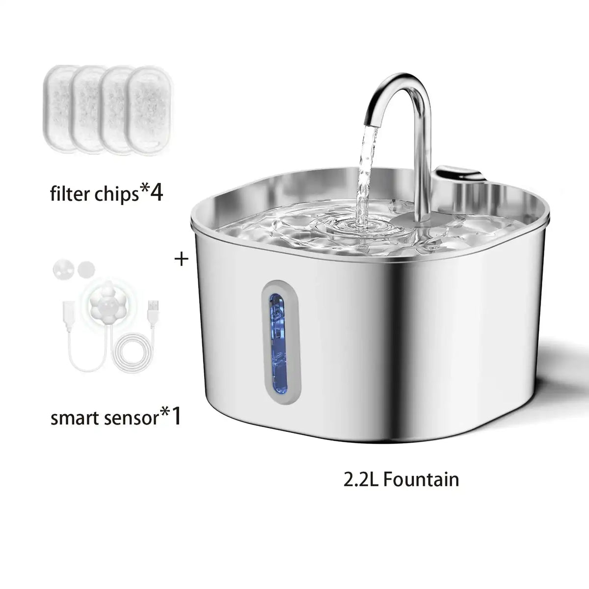 The Growing Mart Stainless Steel Cat Water Fountain – 2.2L Automatic Hydration System Main image